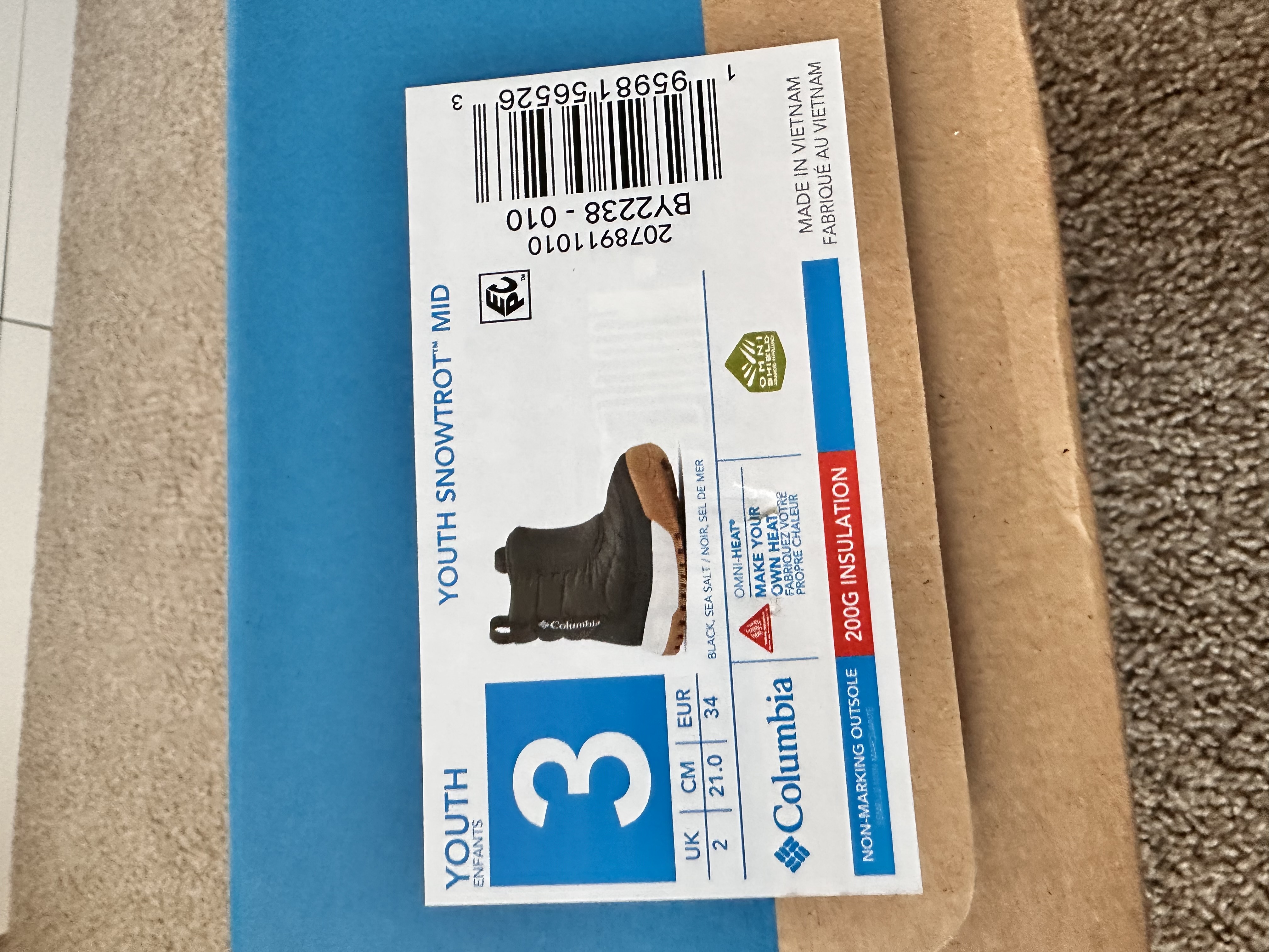 Columbia waterproof boots size3